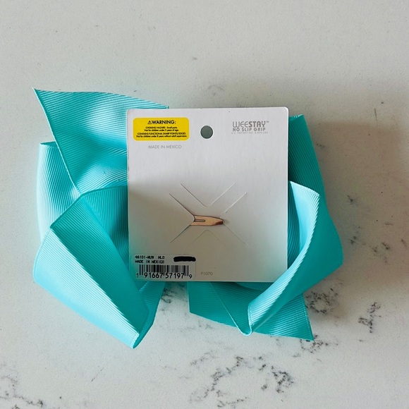 Hanna Andersson Teal Color Ribbon Bow Clip. - Picture 5 of 6
